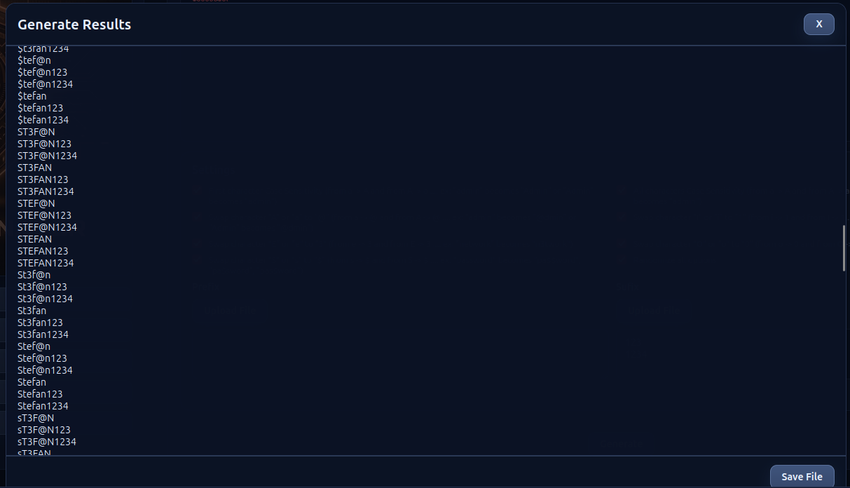Wordlist Generator Output
