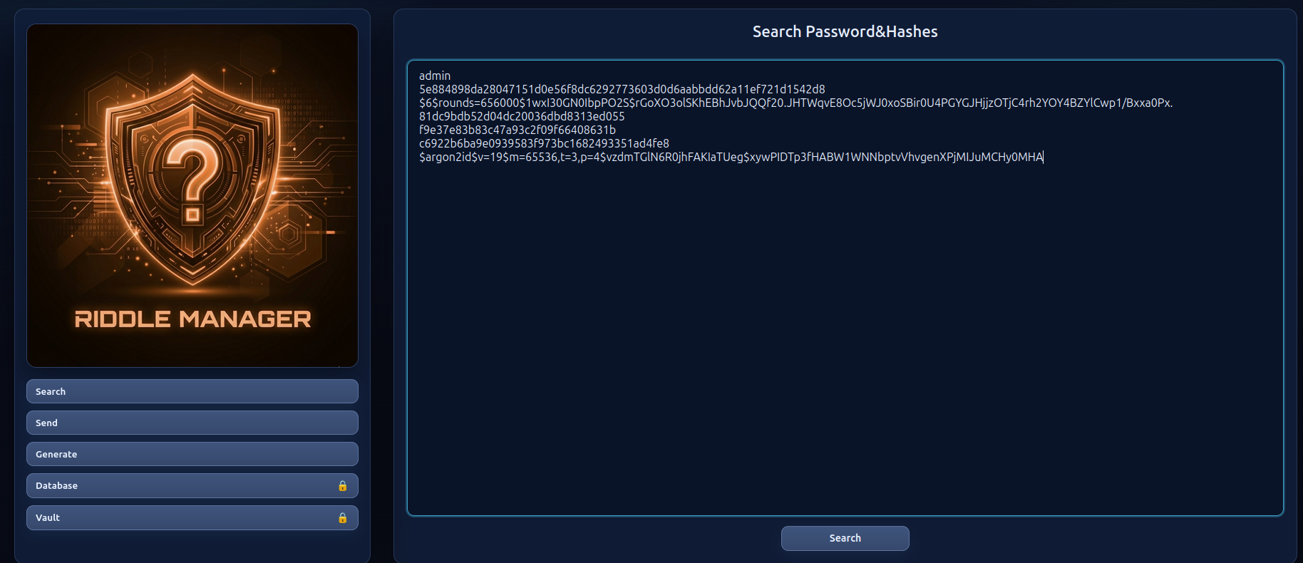 Password Lookup Interface